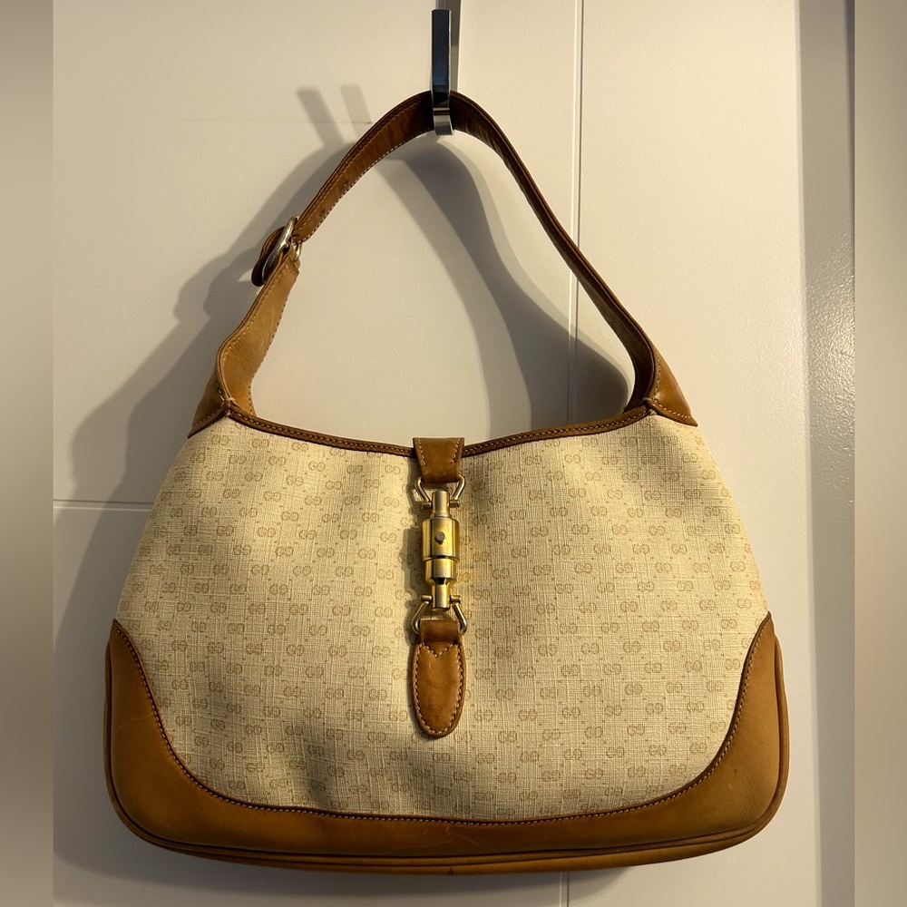 Gucci Cream and Tan Shoulder Bag